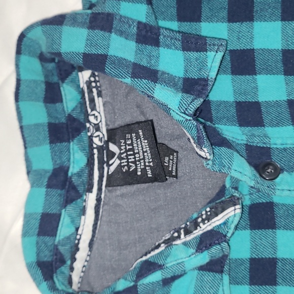2 FOR💲1️⃣ Shaun White Aqua / Black Plaid Youth Size Large (12-14) Shirt - Picture 9 of 10